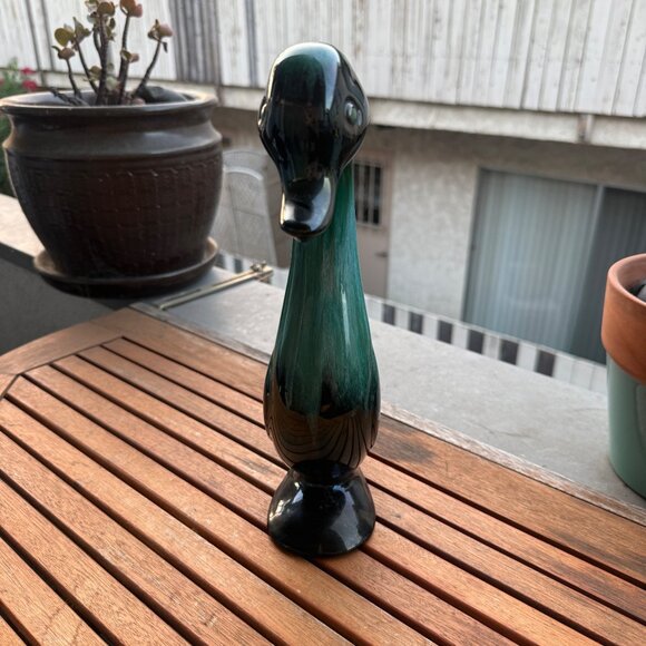 Vintage Blue Mountain Pottery Green & Black Ceramic Duck Figurine - Picture 3 of 6